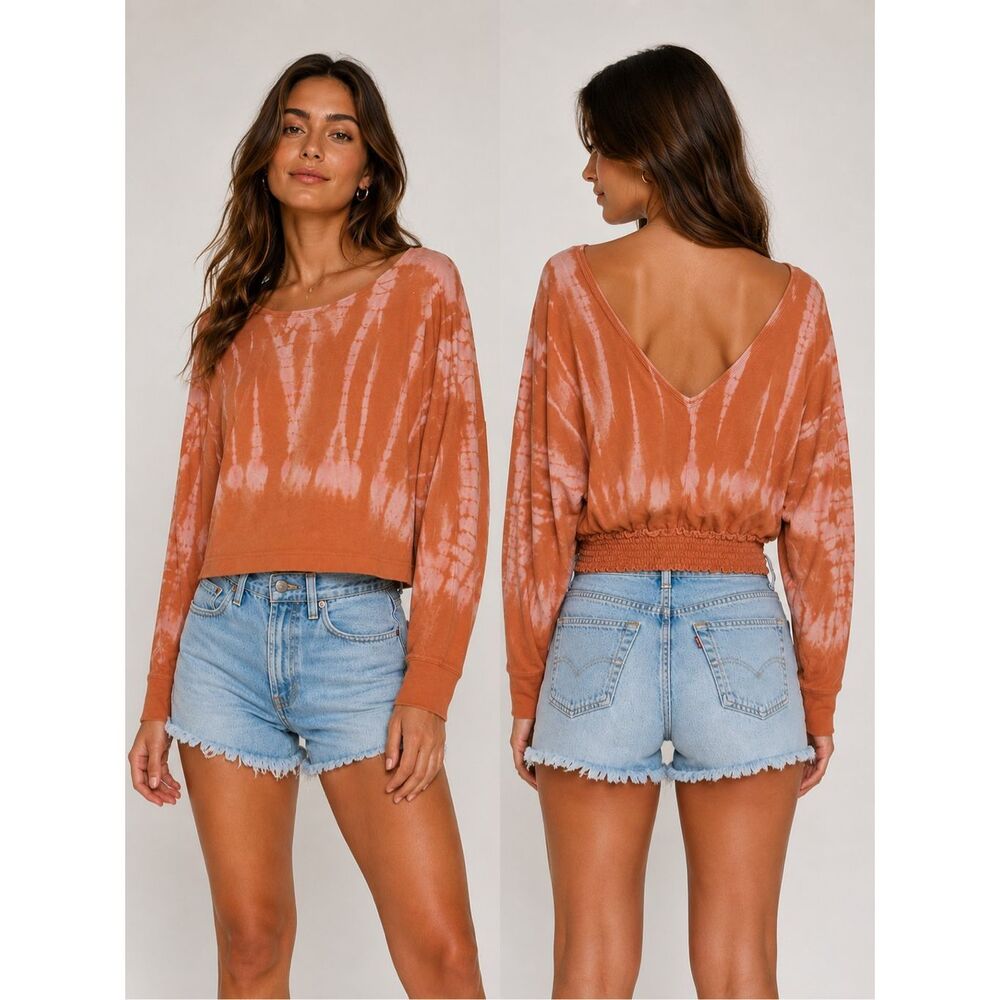 Saturday Sunday Anthropologie Small Tie Dye Oversized V-Neck Sweater #500